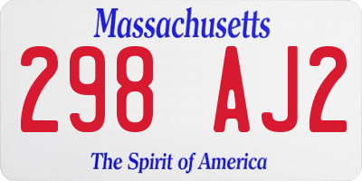 MA license plate 298AJ2