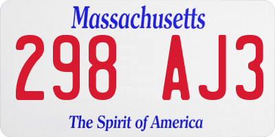MA license plate 298AJ3