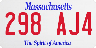MA license plate 298AJ4