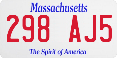 MA license plate 298AJ5