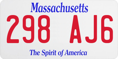 MA license plate 298AJ6