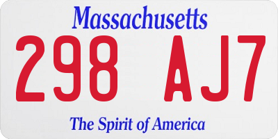 MA license plate 298AJ7