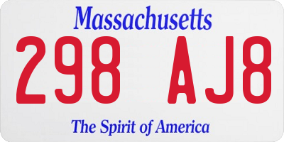 MA license plate 298AJ8