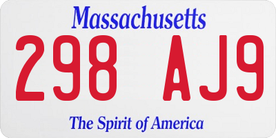 MA license plate 298AJ9
