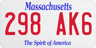 MA license plate 298AK6