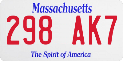 MA license plate 298AK7