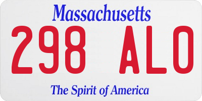MA license plate 298AL0