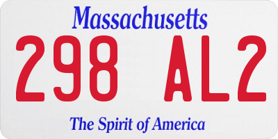MA license plate 298AL2