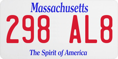 MA license plate 298AL8