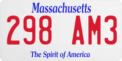 MA license plate 298AM3