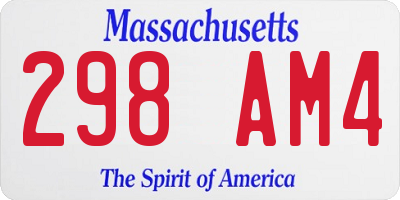 MA license plate 298AM4