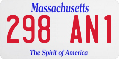 MA license plate 298AN1