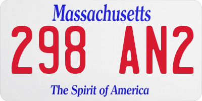 MA license plate 298AN2