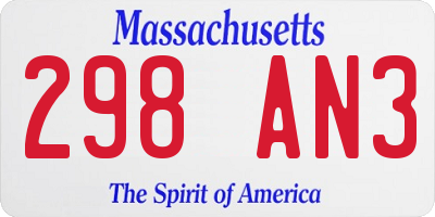 MA license plate 298AN3