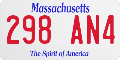 MA license plate 298AN4