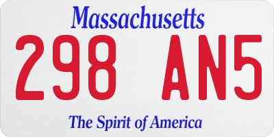 MA license plate 298AN5