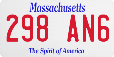 MA license plate 298AN6