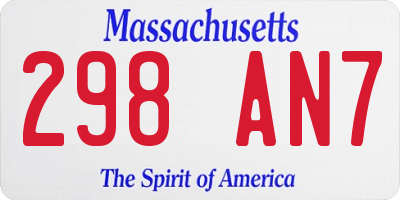 MA license plate 298AN7
