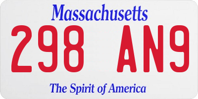 MA license plate 298AN9