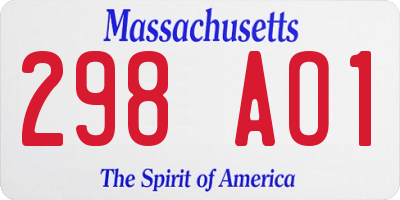 MA license plate 298AO1