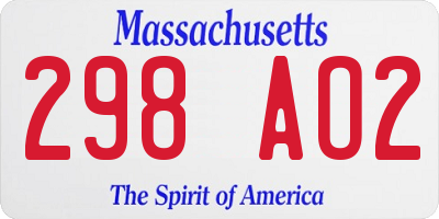MA license plate 298AO2
