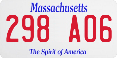 MA license plate 298AO6