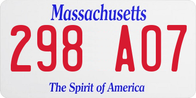 MA license plate 298AO7
