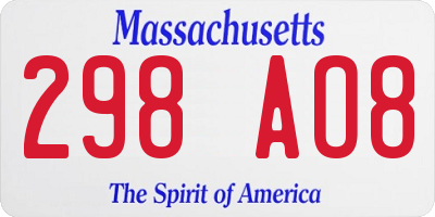 MA license plate 298AO8