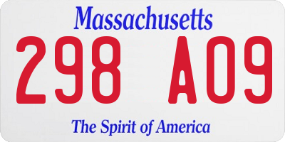 MA license plate 298AO9