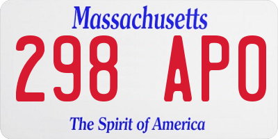 MA license plate 298AP0