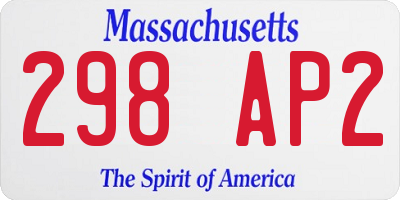 MA license plate 298AP2