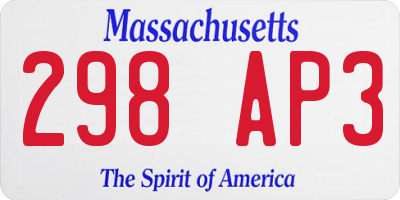 MA license plate 298AP3