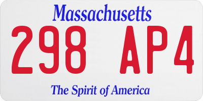 MA license plate 298AP4