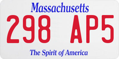 MA license plate 298AP5