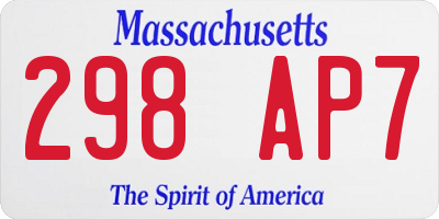 MA license plate 298AP7
