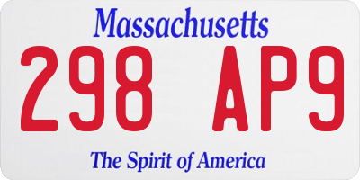 MA license plate 298AP9