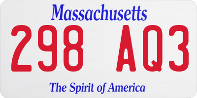 MA license plate 298AQ3
