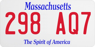 MA license plate 298AQ7