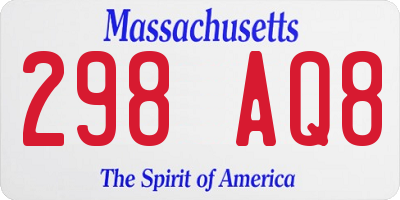 MA license plate 298AQ8