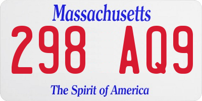 MA license plate 298AQ9