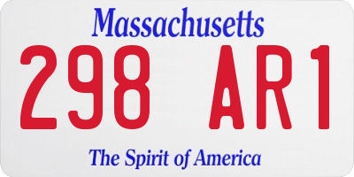 MA license plate 298AR1