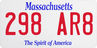 MA license plate 298AR8