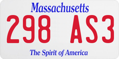 MA license plate 298AS3