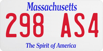 MA license plate 298AS4