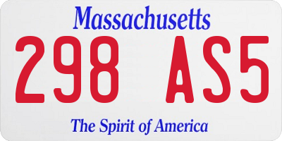 MA license plate 298AS5
