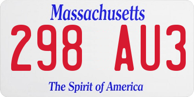 MA license plate 298AU3