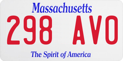 MA license plate 298AV0