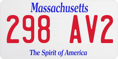 MA license plate 298AV2