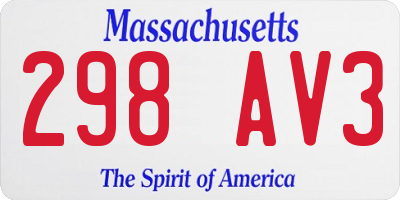 MA license plate 298AV3