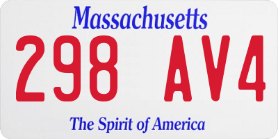 MA license plate 298AV4